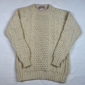 VTG James Dalgliesh Fisherman Wool Sweater Mens Size 42 Ivory Knit Ireland Ivory